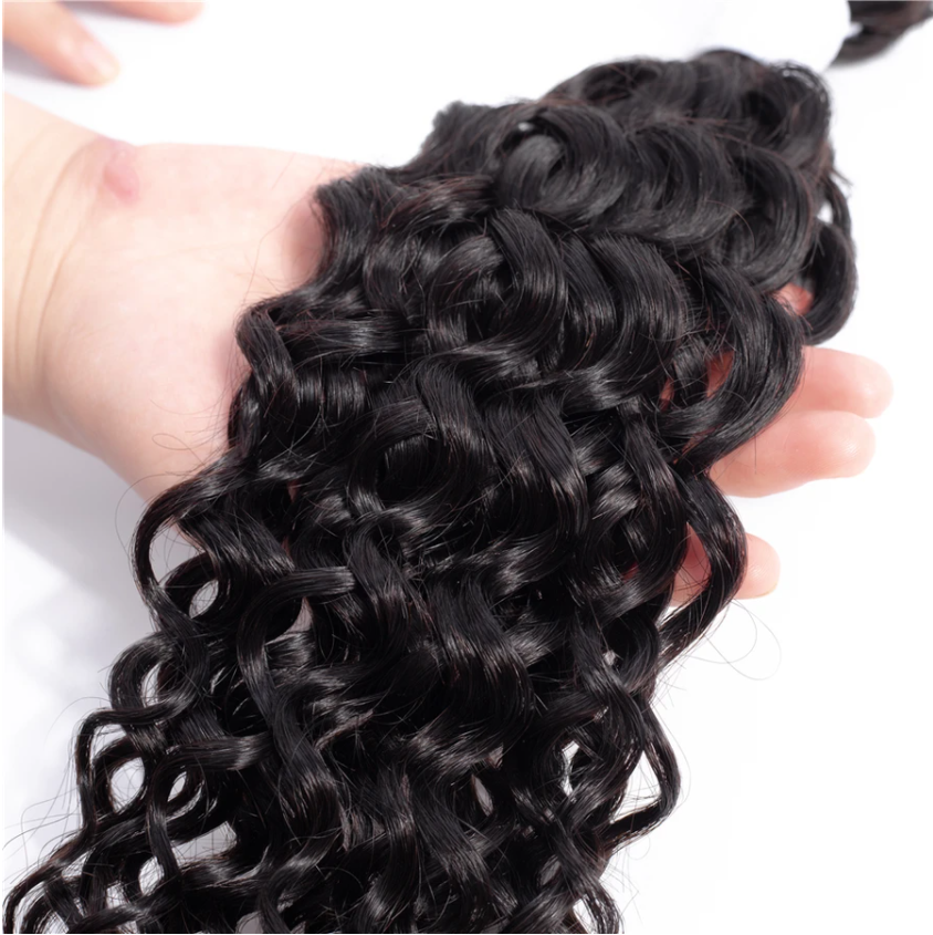 Brazilian Water Wave Bundles With 13×4 Lace Frontal 10A Grade 100% Human Remy Hair MYLOCKME